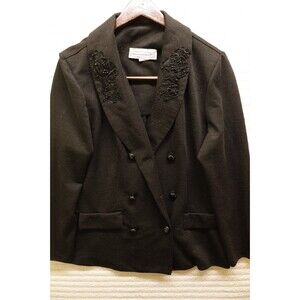 Pablo Collection Black Size S Blazer Black Flower Embroidered;  80s 90s Vintage